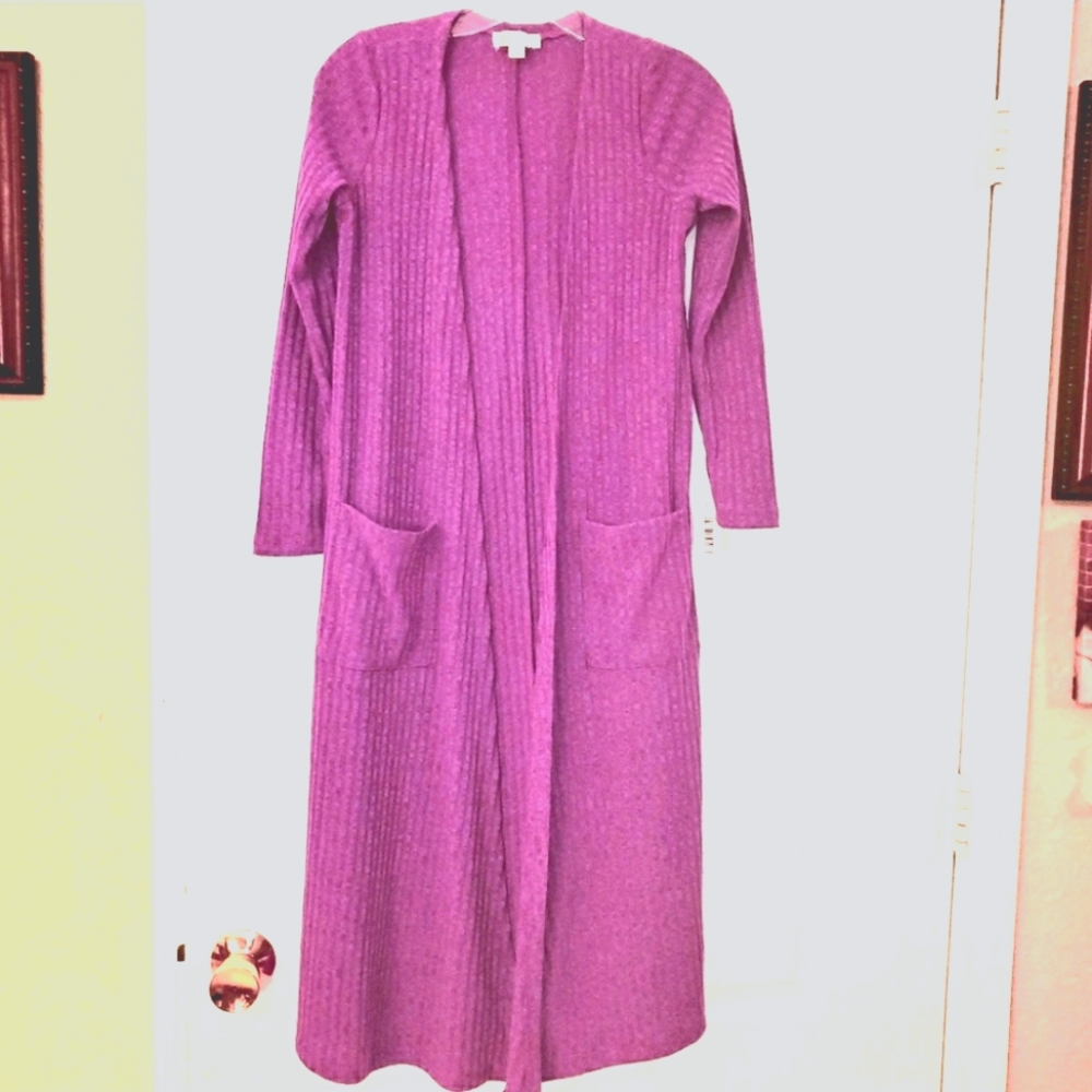 Lularoe Solid Sarah long Cardigan Plumberry XS NWT